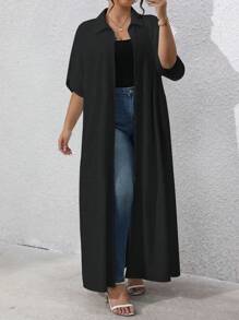 EMERY ROSE ملابس علوية أنيق طويل الأكمام أسود للخروج في الصيف مقاس كبير الحجم