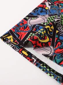 4pcs Pack Graffiti Floral Pattern Men's Boxer Briefs - Multicolor - View 4