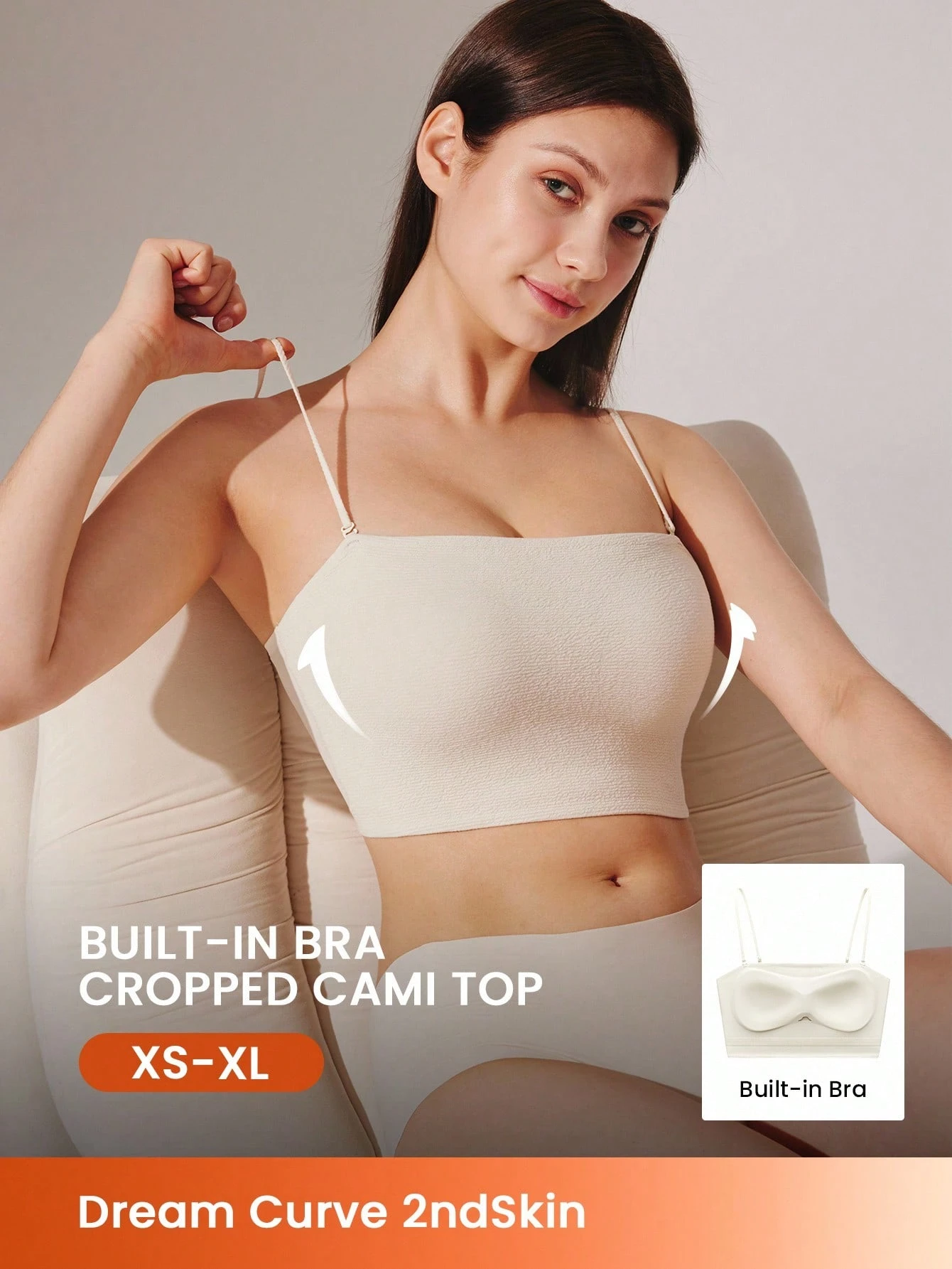 Sutiã Esportivo Sem Costura Embutido Dream Curve 2ndSkin Sem Fio, Roupa Íntima Esportiva Adequada para Uso Externo, Tamanho Básico, Camiseta Regata Tubo Confortável Essencial, Também Adequado para Adolescentes, Jovens e Crianças