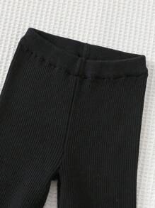 Cozy Pixies 2件套女婴蝴蝶结装饰圆领长袖毛衣和松紧腰长裤套装 - 杏色 - 查看 4