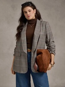 Zelara Blazer versátil de talla grande para mujer con manga 7/8, de estilo minimalista para ir al trabajo