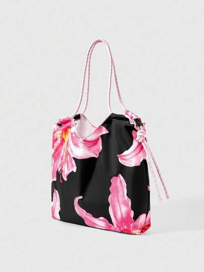 Fairycore 1 pieza Bolso de tote con diseño de flor de lirio para mujeres