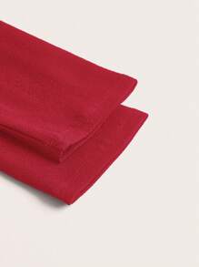 Ellevyn Cổ áo thác nước Viền không đối xứng Áo vest - Đỏ - Xem 3