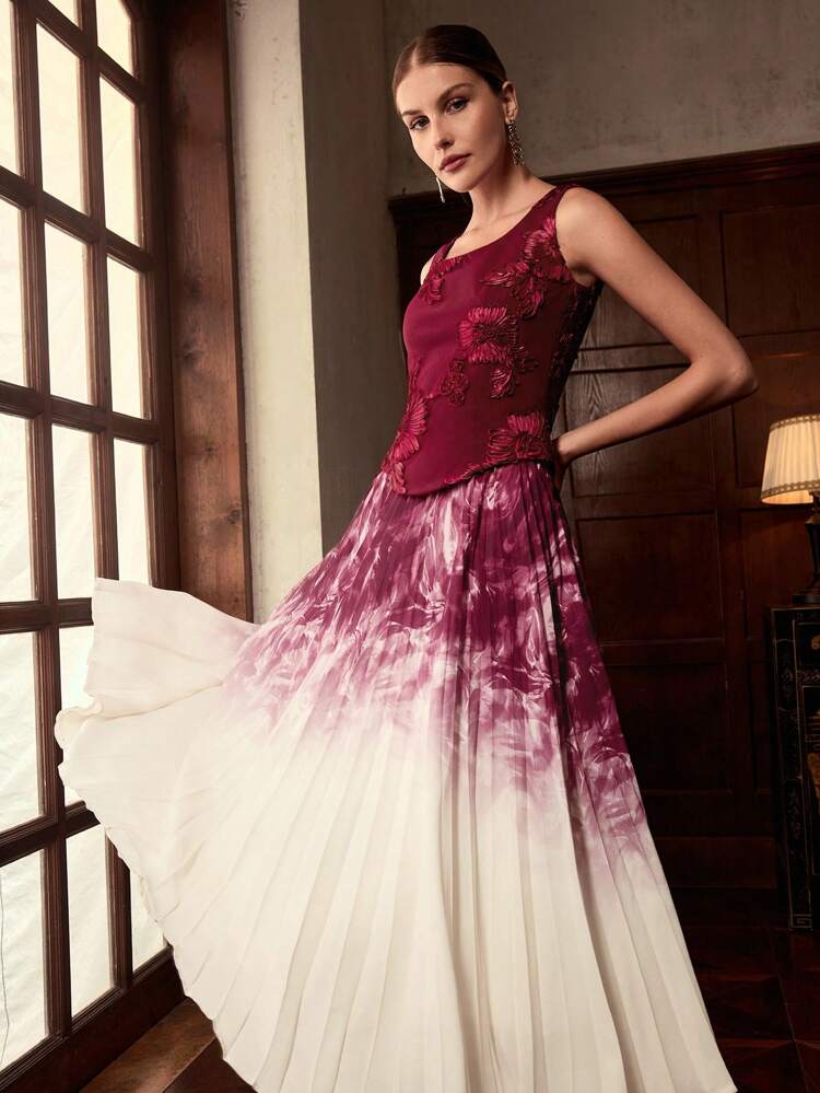 ZEYLAH EMBROIDERY ASYMMETRICAL HEM TANK TOP