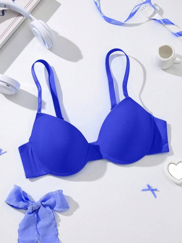 Eraneu 1 pièce Soutien-gorge rembourré à couleur unie simple pour femmes
