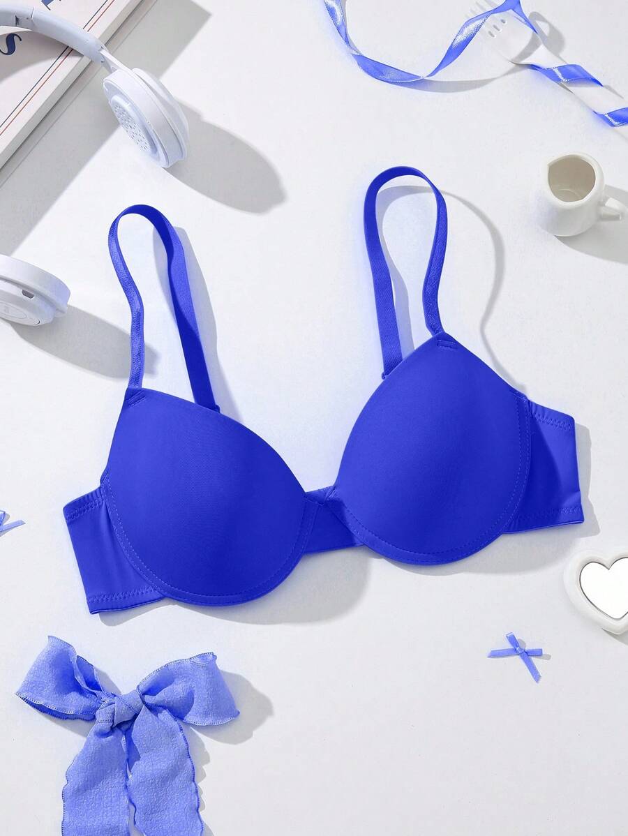 1pc Women's Simple Solid Color Underwired Bra Push Up Bra Bras Cute Push Up Push Up Bra Set