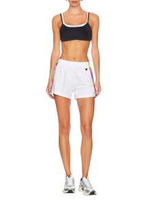 Champion 女士松紧腰宽松休闲百搭短裤 - 白色 - 查看 3