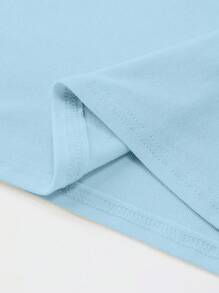 Jouncy Women's Light Blue Solid Fitted Crew Neck T-Shirt - Baby Blue - View 6