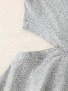 1 件女童休闲交叉设计迷你连衣裙，夏季 - 灰色 - 查看 5