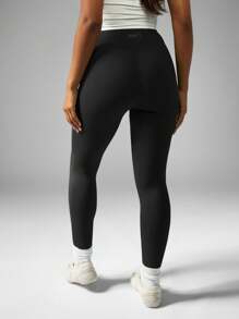 MISSGUIDED Figurformende High-Waist Leggings mit reflektierenden geometrischen Linien, Athletik-Running-Yoga-Workout Aktivbekleidung, Fitness Sportswear - Schwarz - Übersicht 2