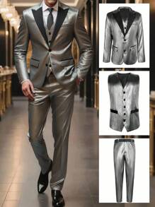 Calvornis Men's Business Commuter Jacket & Pants Suit - Black - View 1