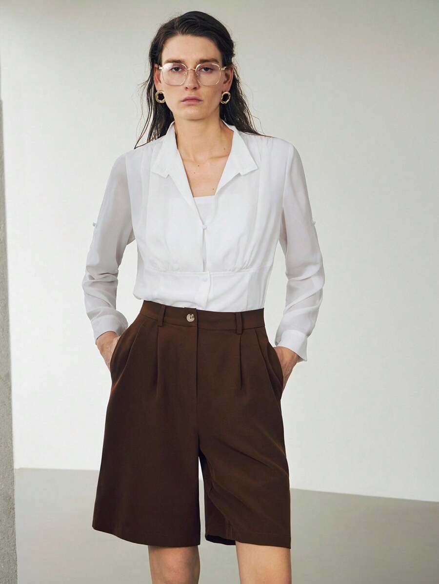 Uhlyne Uhlyne Áo khoác cardigan nữ thanh lịch, mềm mại như lụa chiffon, màu trắng, cổ bẻ, thích hợp mặc đi làm và đi chơi, kiểu dáng tối giản, mùa thu, dành cho giáo viên, đi học, màu trung tính, phong cách công sở thường ngày, phong cách cổ điển, toàn màu trắng.