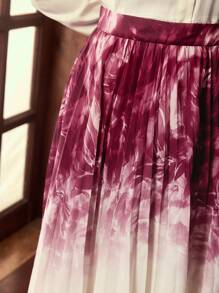 ZEYLAH Ombre Umbrella Print Maxi Skirt, Elegant Design For Early Autumn - Multicolor - View 2