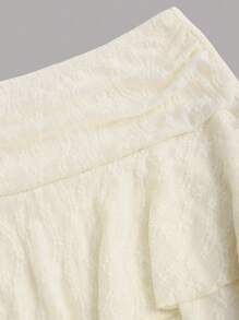 Sweetra Women's Spring/Summer European And American Fashion Minimalist Sexy Lace Ruffle Tank Top + Cake Skirt 2-Piece Casual Travel Versatile Set - Apricot - View 3