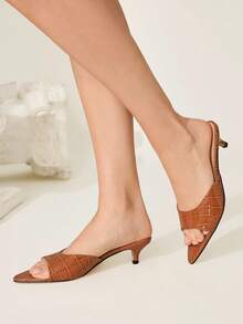 CUCCOO CHICEST 尖头细高跟鞋百搭女士高跟凉鞋 - 咖啡棕 - 查看 2