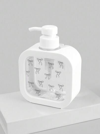 Kawaii Botella recargable de 300ml con lazo, dispensador de jabón líquido de gran capacidad con caja cuadrada, dispensador de espuma