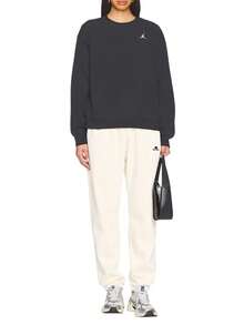 Champion Quần Jogger lưng thun co giãn màu trơn cho nữ, dáng rộng, dây rút - Màu be - Xem 3