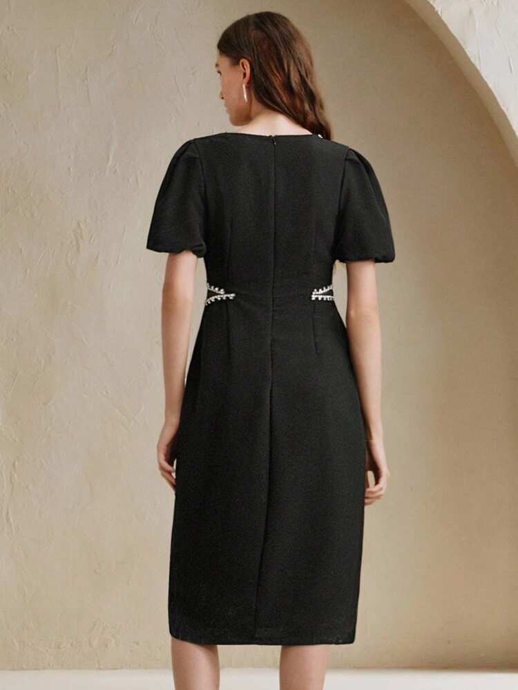 Anewsta Elaire Elegant & Fashionable Handmade Crystal Waist Hollow Out Women Short Dress, Summer