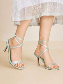 MOTF PREMIUM GIÀY CAO GÓT MŨI TRÒN ĐÁ NHỰA ĐÁ MÀU XANH LÁ CÂY CHO NỮ, THỜI TRANG & ĐA NĂNG CHO MÙA HÈ - Màu xanh Bạc hà - Xem 7