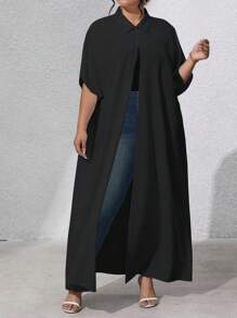 EMERY ROSE ملابس علوية أنيق طويل الأكمام أسود للخروج في الصيف مقاس كبير الحجم