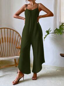 Breezaya Mono holgado de mujer con tirantes de espagueti, asimétrico y de punto en un solo color para vacaciones