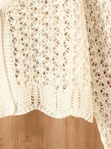 Girls Solid Hollow V-Neck Cardigan, Spring/Summer Fall Winter - Apricot - View 6