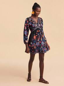 Travachic Fall/Winter Women's Outings For Holiday Date Dresses, Fall/Winter Outings For Beach Vacation V-Neck Tropical Plant Print Women's Long-Sleeved Dresses, Holiday Beach Dresses, School Uniforms, Very Simple Attire, Women's Country Clothing, Office Attire, Old Money Attire, Teacher Attire, Date Attire, Graduation Season, Fall Women's Clothing, Printed Dresses