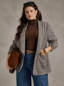 Zelara Blazer versátil de talla grande para mujer con manga 7/8, de estilo minimalista para ir al trabajo