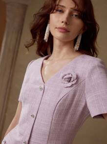 MOTF PREMIUM VESTIDO CAMISERO FLORAL ESTÉREO - Morado - Ver 2