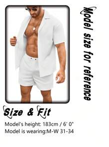 Manfinity VDAYZ Conjunto de ropa de playa para hombre con camisa de manga corta con estampado floral y shorts de unicolor, camisa hawaiana y shorts, hawaiana