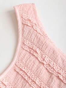 Sweetra 女士春夏新款适合海滩度假纹理面料不对称露肩设计杏色金属纽扣装饰衬衫 - 粉色 - 查看 6