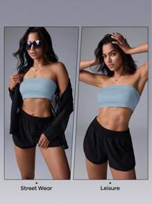 Fluxe Casual Plain Knit Cropped Fitted Tank Top