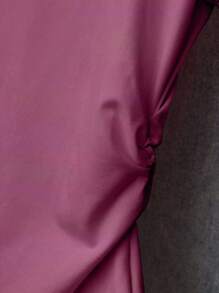 INAWLY 女式大码休闲时尚腰部收紧短袖T恤夏季 - 中紫紅色 - 查看 6