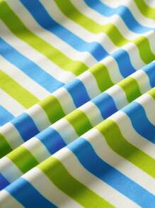 TEENAGE MUTANT NINJA TURTLES | SHEIN 男婴卡通条纹图案短袖连体衣和运动裤套装 - 彩色 - 查看 8