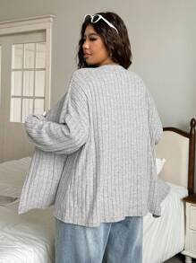 SHEIN EZwear 2 chiếc áo khoác chuyển tiếp thoải mái màu đen + xám cỡ lớn - Nhiều màu - Xem 2