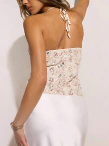 Opulessa Women's Sexy Sequin Backless Halter Neck Crop Top Holiday Summer Vacation - Pink - View 2