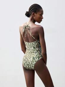 Maija 1 件女式度假全身印花镂空吊带连体泳衣，波西米亚风收腹泳衣，7 月 4 日泳衣 - 綠色 - 查看 7