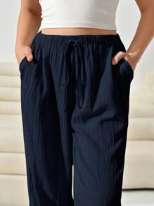 Solflare 女式加大码海军蓝梭织宽松长裤