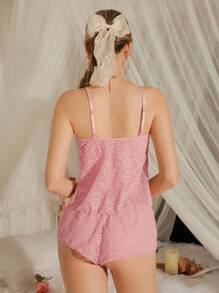 DelicateAllure Sexy Lace Lingerie Set, Erotic Women Sleepwear  Cozy And Elegant Details - Pink - View 2