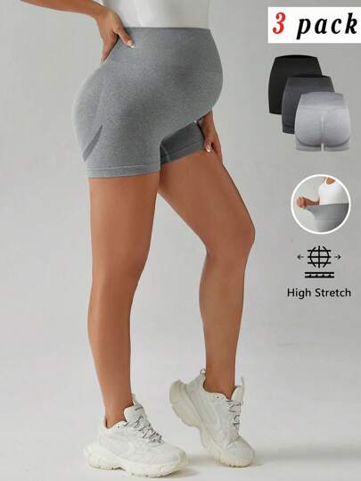 SHEIN Pregnant Women High Waisted Seamless Sports Shorts