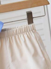 2件套幼儿男童夏季休闲条纹衬衫和短裤套装 - 彩色 - 查看 7