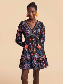 Travachic Fall/Winter Women's Outings For Holiday Date Dresses, Fall/Winter Outings For Beach Vacation V-Neck Tropical Plant Print Women's Long-Sleeved Dresses, Holiday Beach Dresses, School Uniforms, Very Simple Attire, Women's Country Clothing, Office Attire, Old Money Attire, Teacher Attire, Date Attire, Graduation Season, Fall Women's Clothing, Printed Dresses