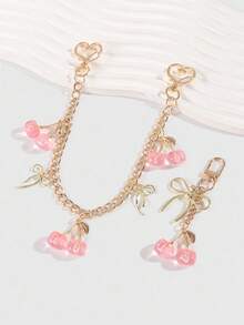 ROMWE Kawaii 2 móc khóa nơ hình quả anh đào dễ thương, thích hợp trang trí túi vuông nhỏ, tuyệt vời làm quà tặng cho ngày tựu trường, sinh nhật, ngày lễ - Nhiều màu - Xem 5