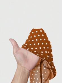 ROMWE Y2K 波尔卡圆点蝴蝶结围巾设计女式 T 恤 - 橘色 - 查看 5