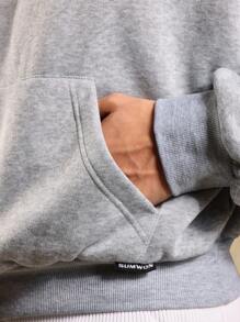 SUMWON 带中央口袋和罗纹饰边的头顶连帽衫 - 灰色 - 查看 5