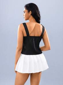 Hanevo 女式拉链合身休闲背心，黑色 - 黑色 - 查看 2