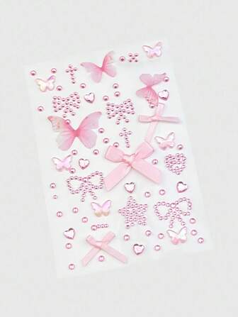 Kawaii 1 Pc Lace Bow, Heart, Star, Cross, Diamond Glitter & Rhinestone Face Jewelry Decal Stickers