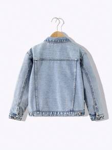 百搭休闲牛仔外套，适合青少年男孩的百搭街头服饰，秋冬季必备单品 - 中等水洗藍 - 查看 2