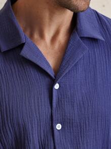 Manfinity Homme Combinaison décontractée d'été pour homme, couleur unie, bouton, demi-zip, cordon de serrage à la taille, manches courtes