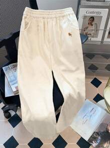 EMERY ROSE 刺绣珠地网眼面料女式慢跑裤，休闲/运动服